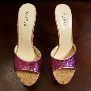 Guess Pink Glitter Platform Heels